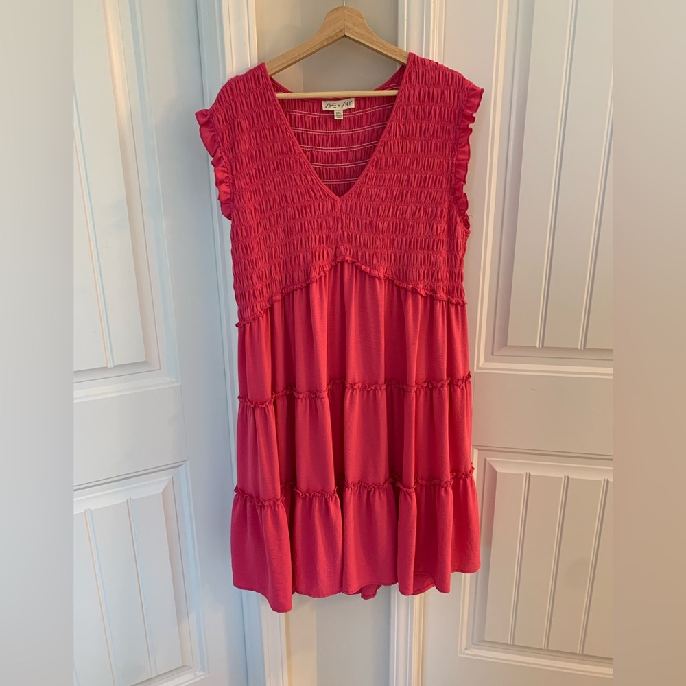 Plus size 2xl Boutique Pink tiered dress